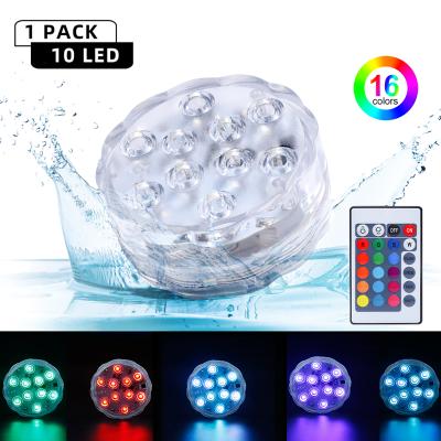 China 10LED Garden Under Water Suction Cup Pool Light Waterproof Ip68 Led Underwater Light Submersible Led Remote Control Light for sale