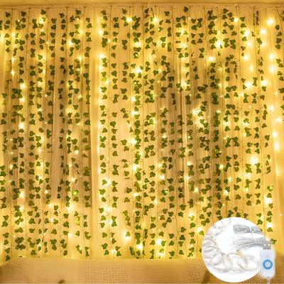 China Wedding Decor Outdoor/Indoor Decor Plant Hanging Vines 300 LED Curtain String Lights Artificial Ivy Garland Plants with Remote Control for sale