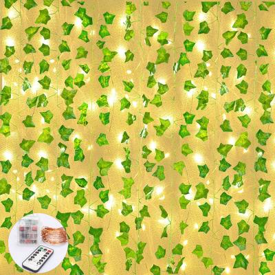 China Hanging Artificial Ivy Garland Vines LED String Lights Outdoor/Indoor Decor Green Plant for Wall Party Wedding Room for sale