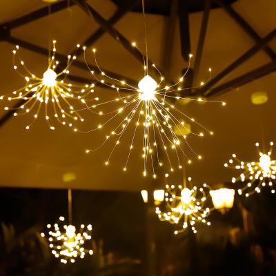 China Garden 8 Modes Hanging Christmas Decorations Copper Wire LED Firework Battery Operated Lights For Party Patio Garden for sale