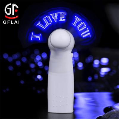 China 6 Groups GFLAI Summer Digital LED Message Fan Programmable Battery Operated Mini Usb LED Fan for sale