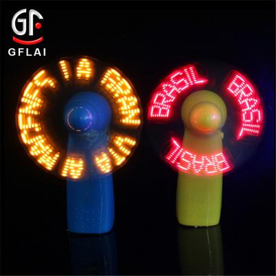 China 6 Groups Custom Plastic Name Lighting Slogan Items LED Gift Novelty Sale Novelty Mini Fan for sale