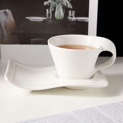 China WEIYE OEM ODM Viable Custom Logo Mugs 150ml White Porcelain Cappuccino Cups And Saucers Set Ceramic Espresso Coffee Cup With Saucer for sale