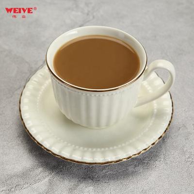 China Viable Christmas Ware WEIYE Coffee Mug Ceramic White Porcelain Drinkware Set Tea Cup And Suacer Sets&A19717W210 for sale