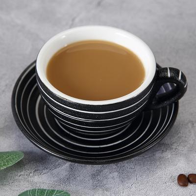 China WEIYE Sustainable Ceramic Drinkware Set Black Ceramic Coffee Cup Porcelain Cup And Suacer for sale