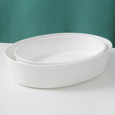 China WEIYE OEM/ODM HoReCa Mold Large Capacity Viable White Oval Ceramic Baking Tray for sale