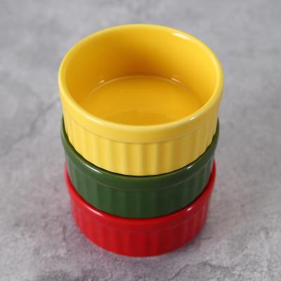 China WEIYE 6pcs Sustainable Ceramic Cupcake Round Bowls Bake Frozen Souffle Baking Cups Ramekin for sale