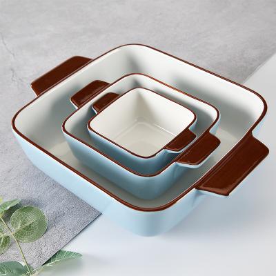 China WEIYE Microwave Oven Dishes Rectangle Cake Safe Pie Mold Ceramic Baking Dish Sets for sale