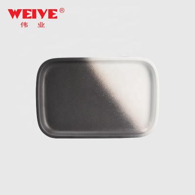 China Weiye viable 12 inch stoneware edge rectangular dinner dishes matte dessert bread dish porcelain&A25179W790 for sale