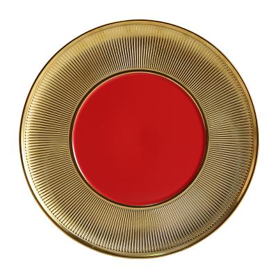 China WEIYE Viable 11 Inch Luxury Colorful Gold Rim Style Arabic Ceramic Dish Charger Dish Tray for sale