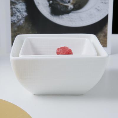 China WEIYE OEM ODM HoReCa Viable 3.5 / 4.6 Inch White Porcelain Square Bowl With Tissue Ceramic Bowl for sale