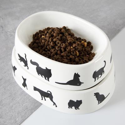 China WEIYE Porcelain Dog Bowl Factory Price Cartoon Viable Cute Pet Bowl Durable Cat Bowl for sale