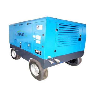 China Lubricated Air Compressor Screw On Diesel Portable Air Compressor High Pressure Industrial for sale