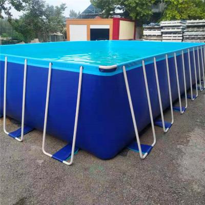 China Customized Size Rectangular Metal Frame Above Ground Family Outdoor Backyard Swimming Pool for sale