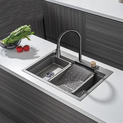 China With Faucet Artifact Black Sink Station Step sus 304 Stainless Steel Outdoor Kitchen Sink With Cup Washer for sale