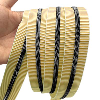 China Custom Fashionable Nylon Zipper 5# Stripes Coil Viable Zipper Tape For Handbag for sale