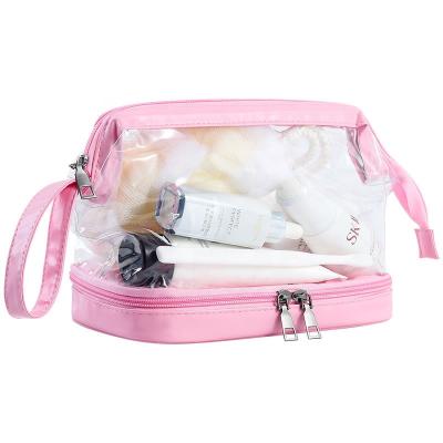 China Fashion Custom Taterproof With Clear PVC Zipper Handle PVC Cosmetic Bags for sale