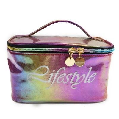 China Fashoion Beauty Bag For Makeup Professional Travel Customize Private Logo With Rainbow Zipper for sale