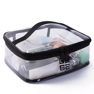 China Custom New Fashion Color Classic White Clear PVC Transparent Cosmetic Bag Leather Clear Cosmetic Bag for sale