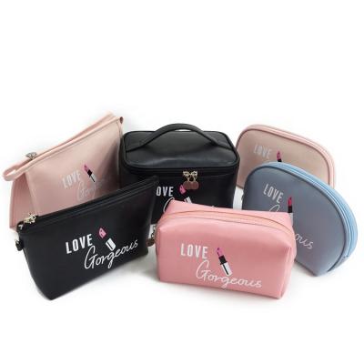 China Fashoion OEM small pink leather makeup bag PU logo PU leather custom makeup bag for sale