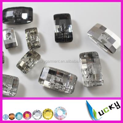 China 2 Holes Bulk Viable Crystal Color Square Shaped Rhinestone Buttons Cheap With Silver Plated Back for sale