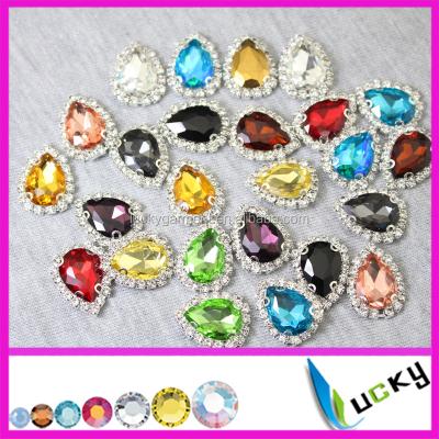 China Non Flat Back Rhinestones 36pcs MIX Colors 13x18mm Pear Shape Point Back Crystal With Cup Chain Link Settings Rhinestone Buttons For Jewelry Making for sale