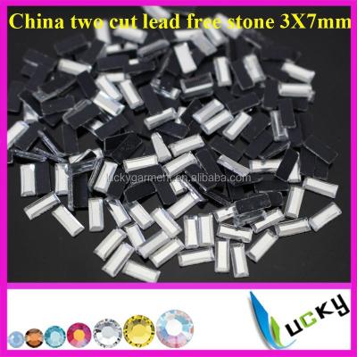 China Flatback China Two Cut Rectangle 3x7 Mm Hot Fix Rhinestones Lead Free Crystal for sale