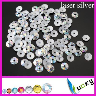 China Hot fix glue on base 2015 NEWEST! ! KOREAN HOT QUALITY Fix Sequin Sequin Medium Hole CONE FORM Laser SILVER 3mm 4mm 5mm 6mm for sale