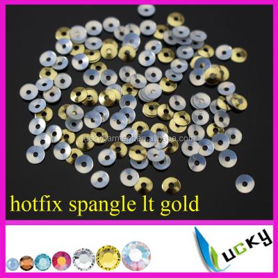 China Hot Fix Glue On Base 2014 NEW Design Fashion Hot Fix Hologram Sequin Glitter Gold 3mm Middle Hole for sale