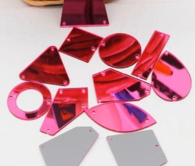 China Good Quality Flatback Mirror Acrylic Stone, Mirror Shape Acrylic Sew On Rhinestone For Clothes Fabric for sale