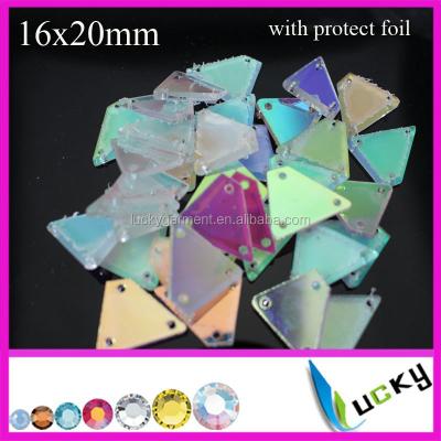 China Flatback Shape Sew-on Mirror Acrylic Rhinestone For Long Dress for sale