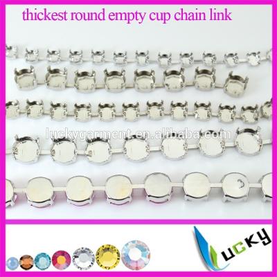 China Pointback 6mm 8mm 10mm Thickest Round 12mm Cup Chain Link Blank Rivolis Silver Plated for sale