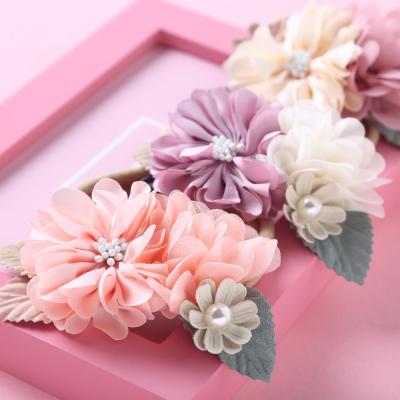 China Hot Sale Environmentally Friendly Elastic Flower Headband Newborn Toddler Hair Accessories Girl Hair Accessories Flower Headbands For Gril for sale