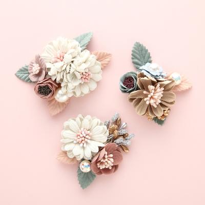 China 2021 Environmentally Friendly Cute Baby Flower Hair Clips Hair Accessories Lovely Baby Kids Headwear Hairpins for sale