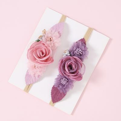 China Fashionable and Cute Girls Flower Headband Mesh Spliced ​​Nylon Hair Ring Children's Attractive Thin Hair Bands for sale