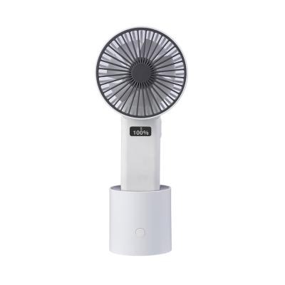 China Small 4000mAh Battery LED display+Oscillating USB DC Power BLDC Motor Personal Rechargeable Electric Stand Mini Hand Portable Cooling Air Desk Table Fan for sale