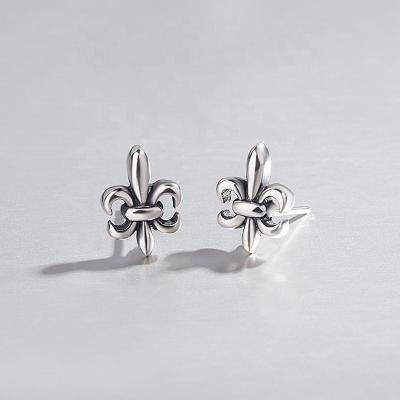 China FASHIONABLE S925 style retro INS style flower earrings Japanese and Korean sterling silver jewelry cross personality female cross style for sale