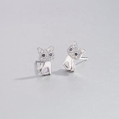 China FASHIONABLE S925 style cat earrings female cute sweet personality wild Japanese and Korean sterling silver wild jewelry for sale