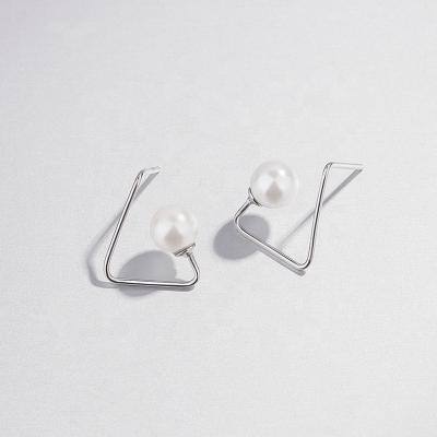 China Japanese and Korean style s925 sterling silver women's fashion personality pearl geometric wild earrings FASHIONABLE for sale