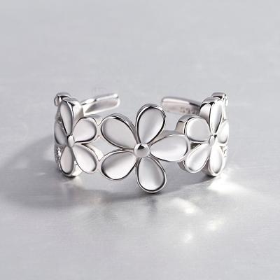 China CLASSIC Japanese and Korean version of the new ring S925 Mori female literary personality flower opening sterling silver simple ring for sale