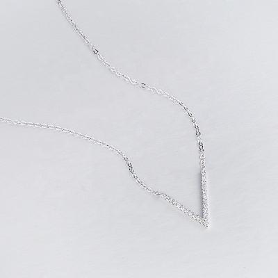 China Micro Letter Zircon Necklaces S925 Sterling Silver Necklace Women Fashion Personality Diamond V Clavicle Pendant Necklace for sale