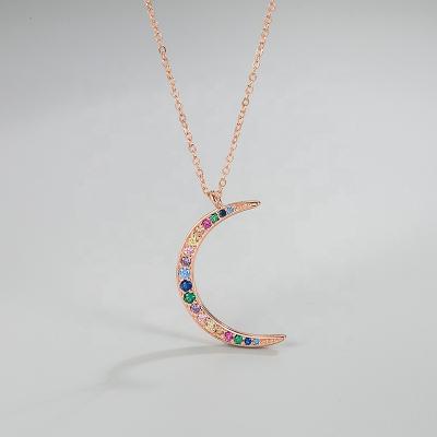 China FASHIONABLE Japanese and Korean Style S925 Moon Color Diamonds Necklace Female Ins Sterling Silver Simple Pendant Fashion for sale