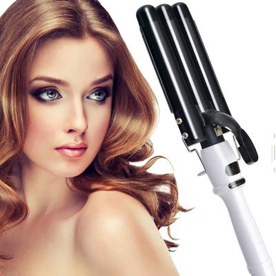 China Hair Curling Tongs Factory Wholesale LCD Hair Hesitate Hair Curling Tong Wave Three Barrel Hair Curling Wand for sale