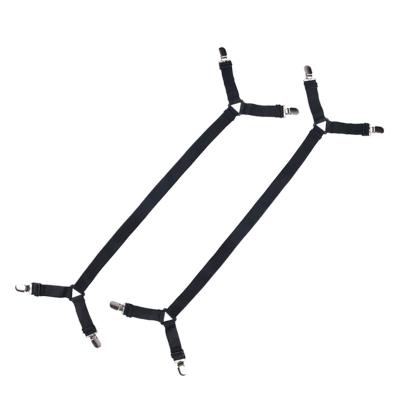 China 2pcs Length Adjustable Triangle Sheet Elastic Suspender Mattress Corner Clips Fasteners Sheet Support Straps for sale