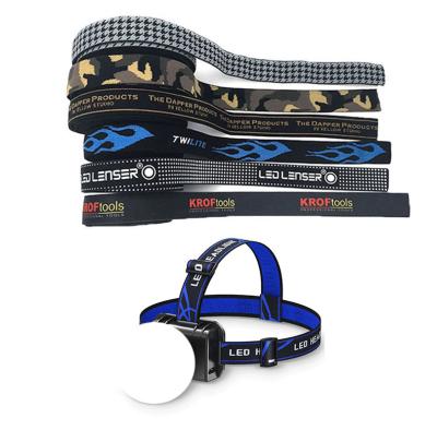 China Custom High Quality Design Elastic 2.5cm 1 Inch Jacquard Printed Led Elastic Band Headlight VR Elastic Strap for sale