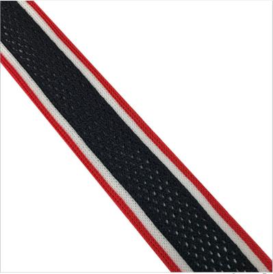 China Factory viable 2.5cm wholesale 100% polyester knitting tape mesh band tape ribs knit striped trim for sale