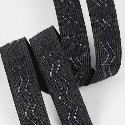 China 25mm Width Silicone Elastic Band Strap DIY Elastic Band Sport Elastic Band Non-slip White Black Wave Elastic Sports Clothes Wrist Guard Sew Accessories for sale