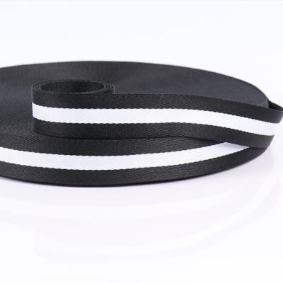 China Twill Polyester Ribbon Edge Inter-color Stripe Ribbon Elastic Polyester Webbing for sale