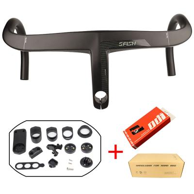 China Road Bikes New SFISH Road Bike Carbon Integrated Handlebar For 28.6mm Fork Steer With Headset Spacers & Computer Mount & Box for sale