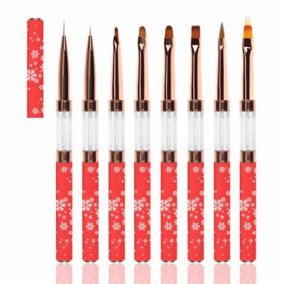 China ANGNYA NAIL Christmas Nail Art Brush Set Snowflake Mental Handle Gel Nail Gel Brush Liner Custom Set Brush for sale